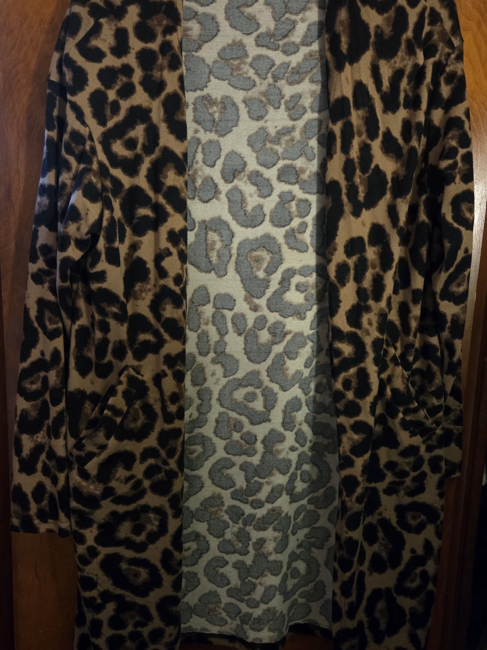 Halara Leopard Print Open Front Cardigan - Brown & Black
